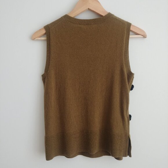 Ann Taylor wool sleeveless sweater top olive green Small Petite buttons - Picture 5 of 15